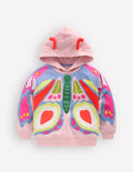 Origineller, lockerer Kapuzenpullover-Rosa Schmetterling