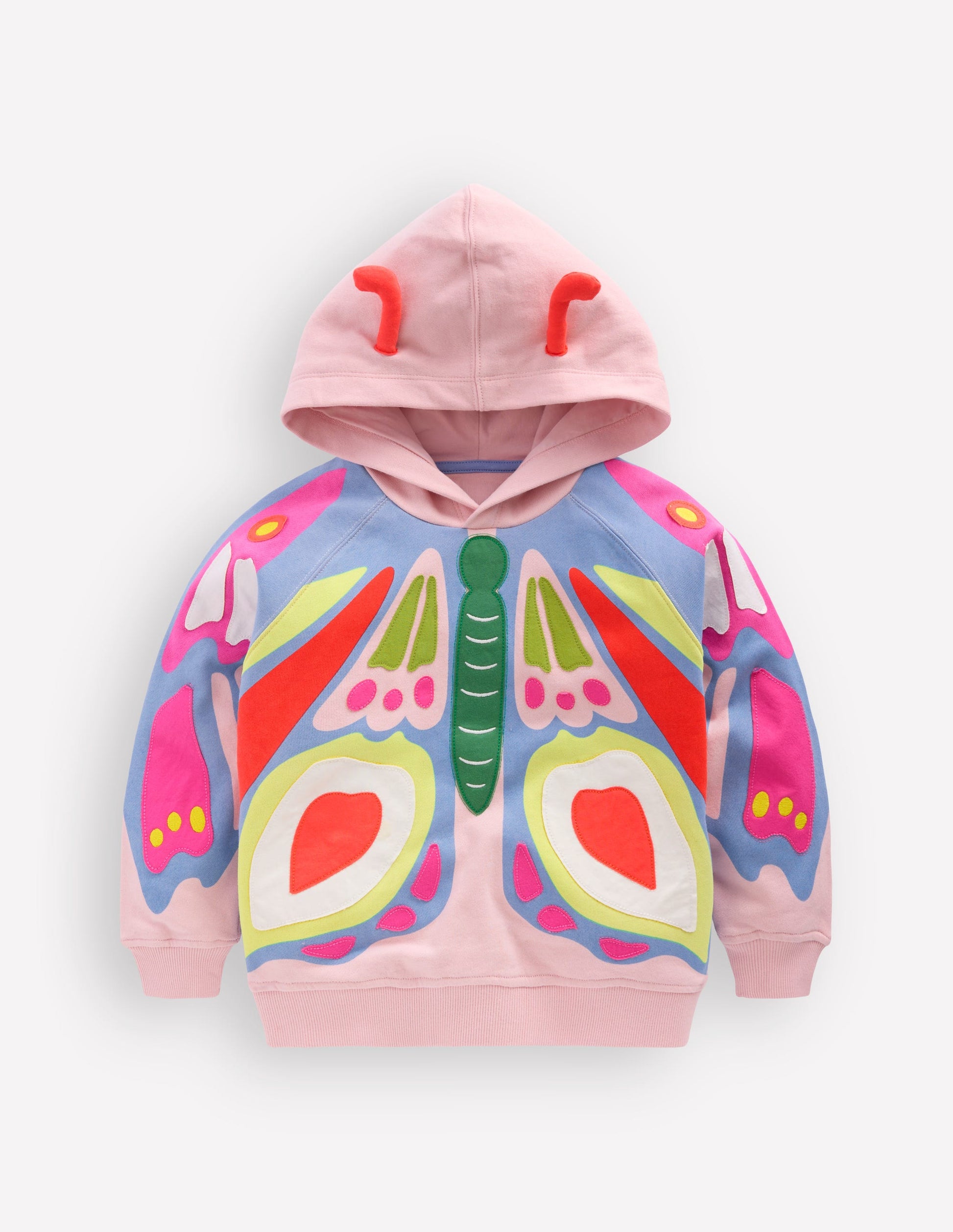 Origineller, lockerer Kapuzenpullover-Rosa Schmetterling-1