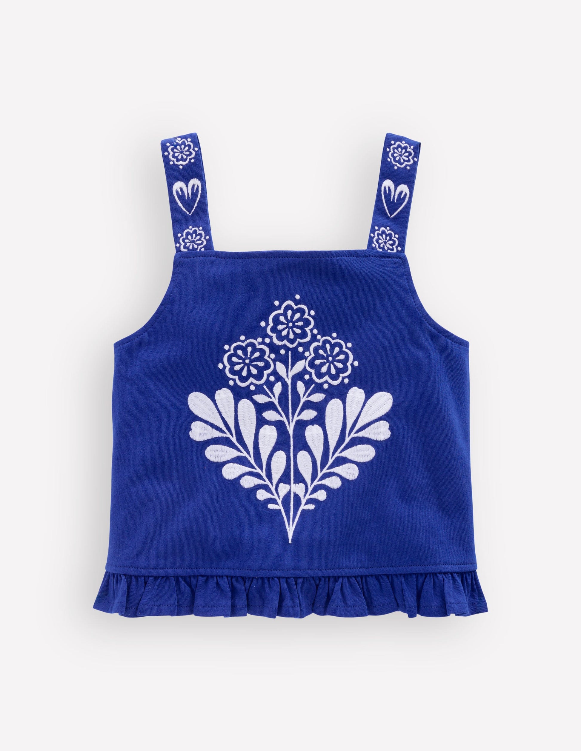 Besticktes Oberteil mit Schößchen-Leuchtendes Blau Stickerei-3