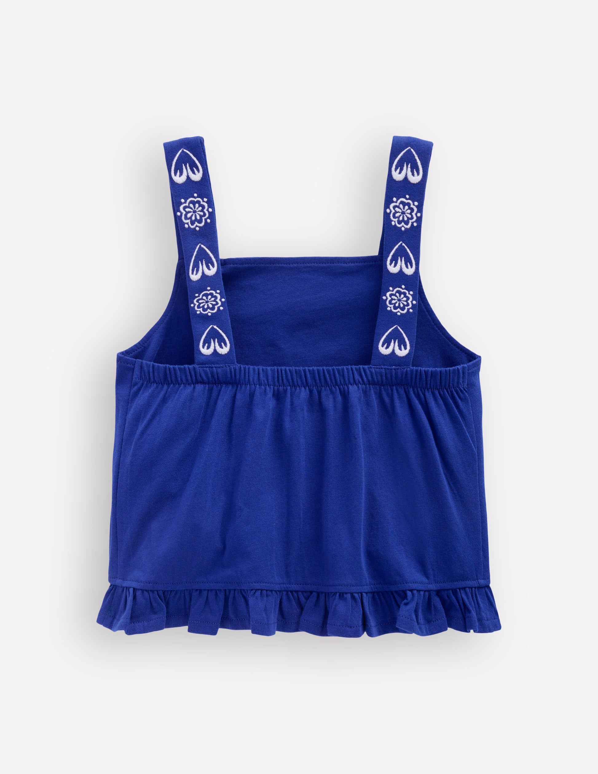 Besticktes Oberteil mit Schößchen-Leuchtendes Blau Stickerei-4