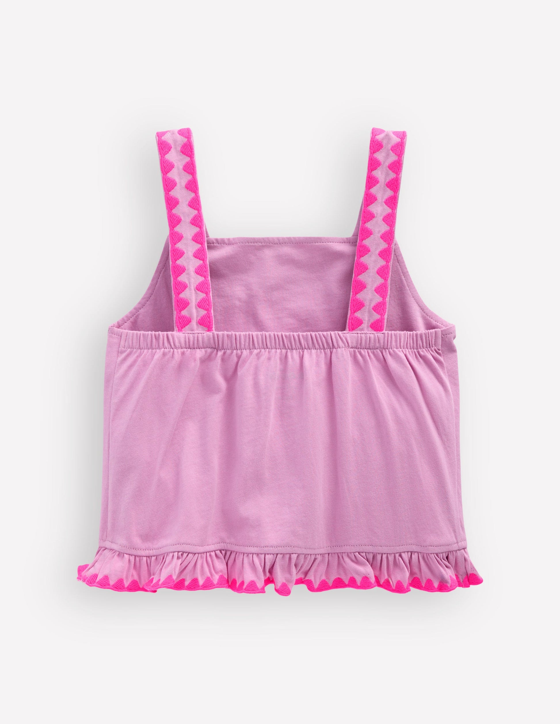 Besticktes Oberteil mit Schößchen-Kräftiges Rosa Stickerei-3