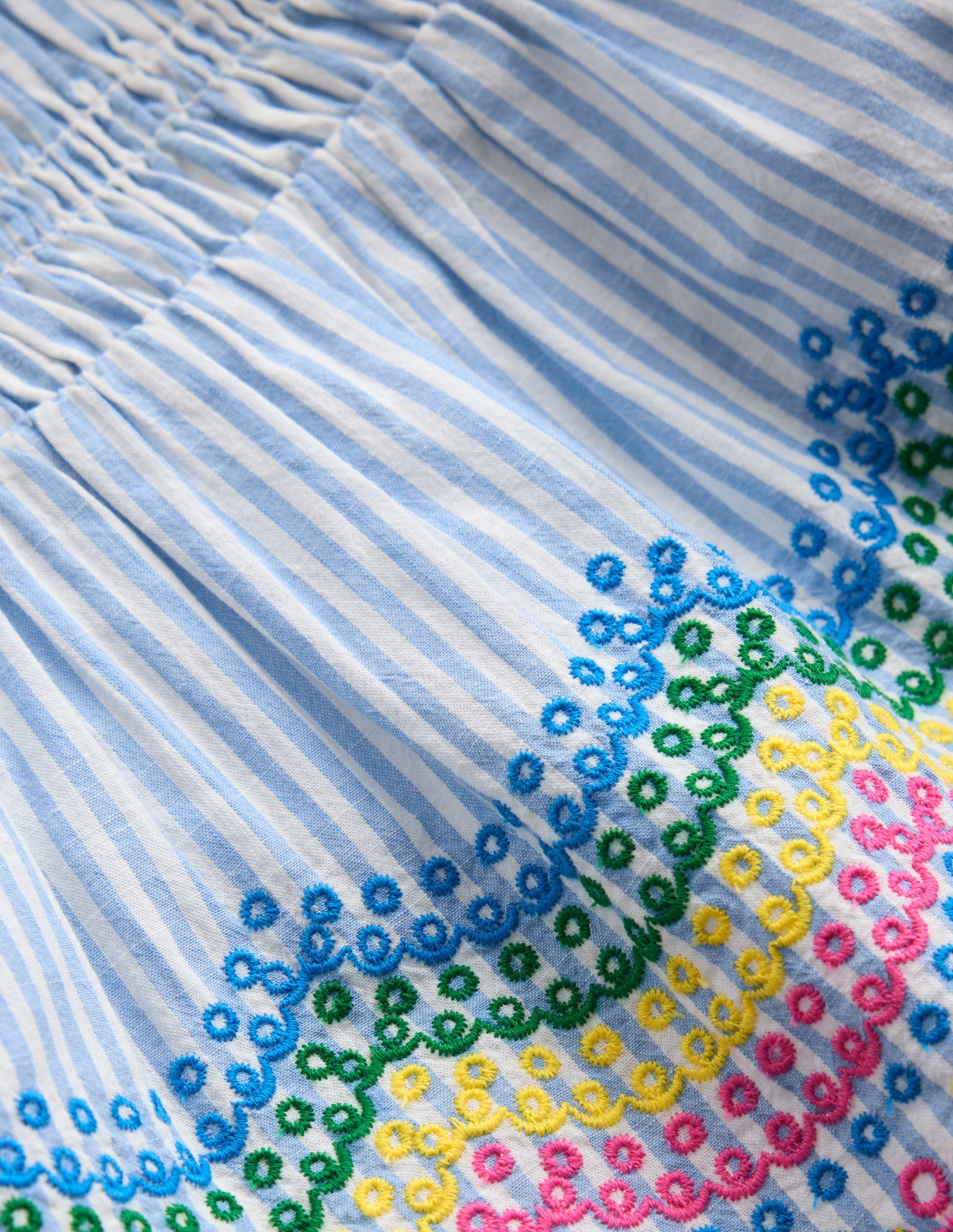 Gerafftes Oberteil mit Stickerei-Drillich Regenbogen-5