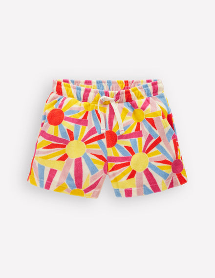 Short en éponge à poches plaquées-Motif Sunburst ivoire doux