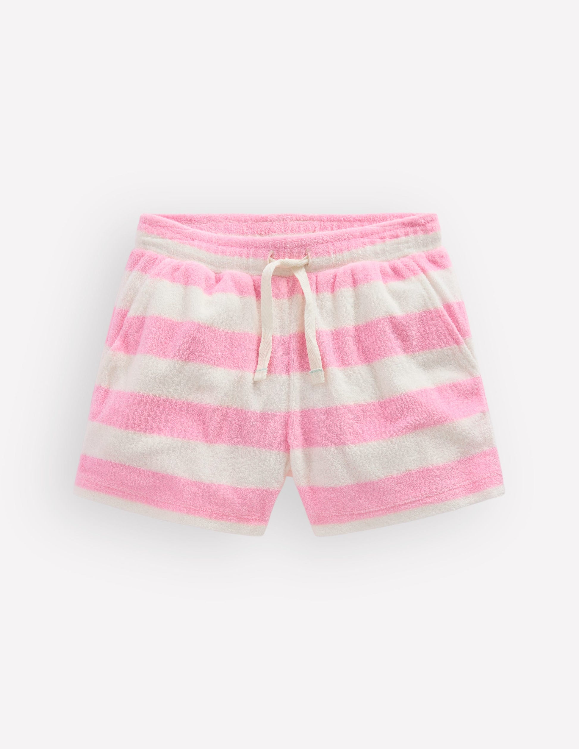 Frottee-Shorts mit aufgesetzten Taschen-Frühlingsblüte Rosa Streifen-3