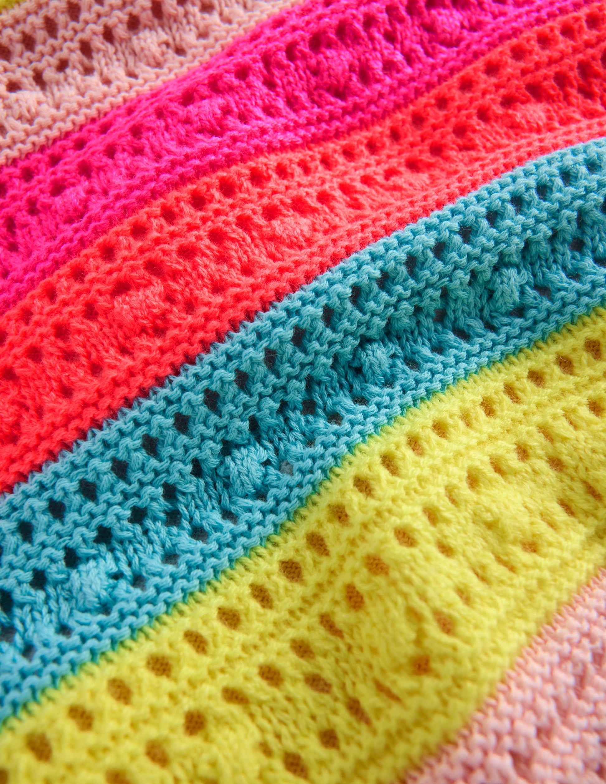 Top aus Pointelle-Strick-Neon mit Streifen-4