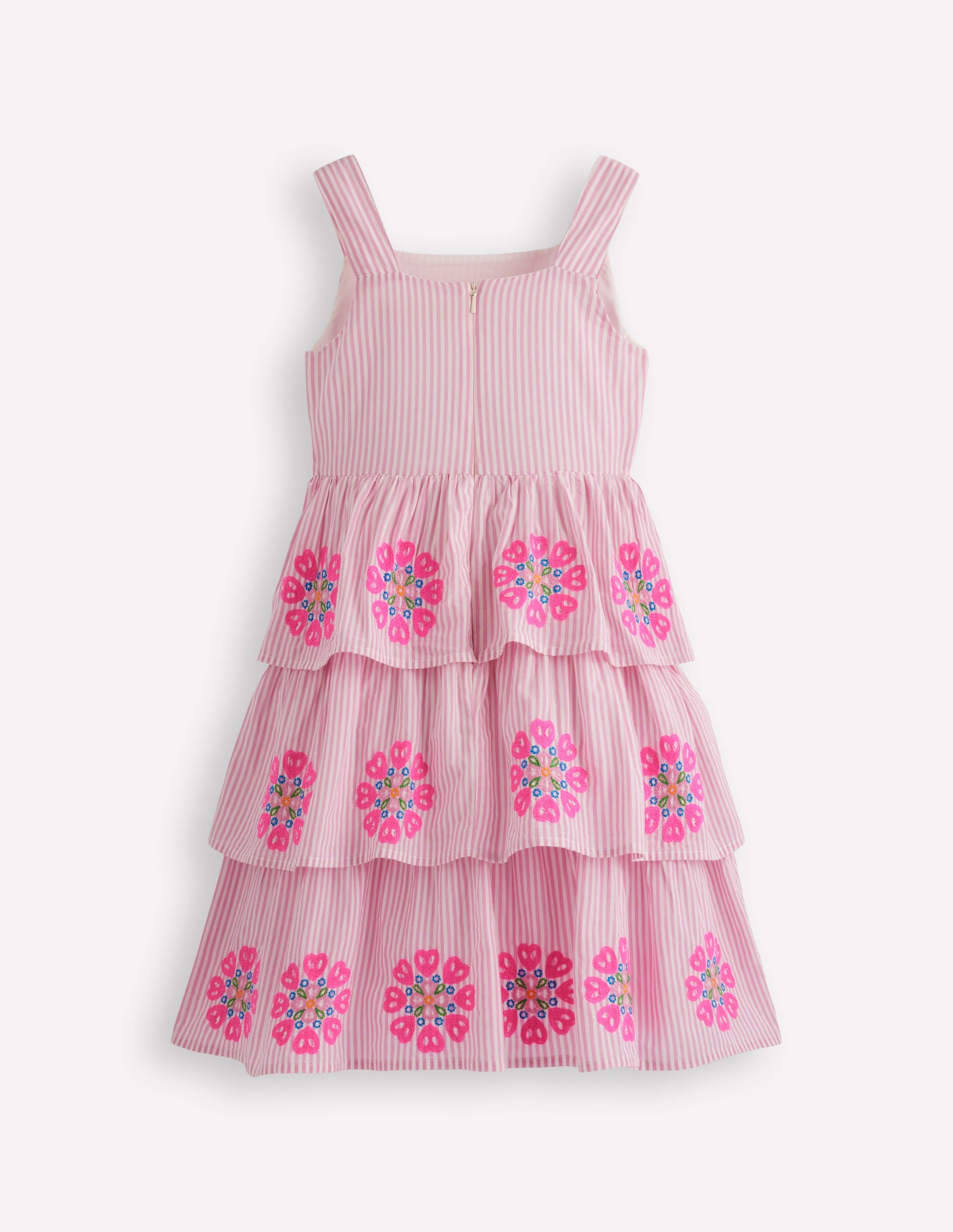 Robe brodée à volants-Rayé Rose Formica - Image 2
