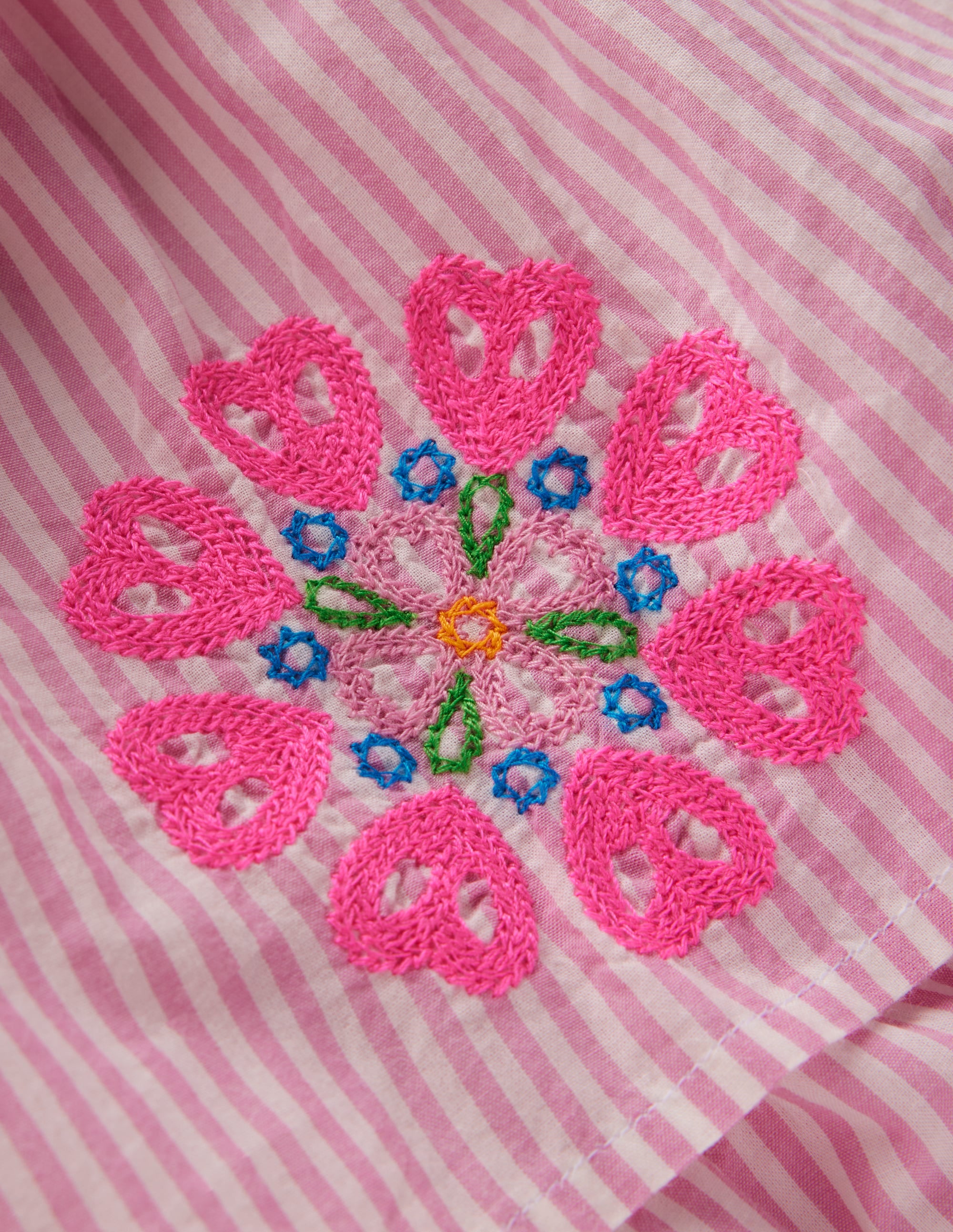 Robe brodée à volants-Rayé Rose Formica - Image 3