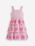 Robe pêle-mêle à volants-Rayé Rose Formica