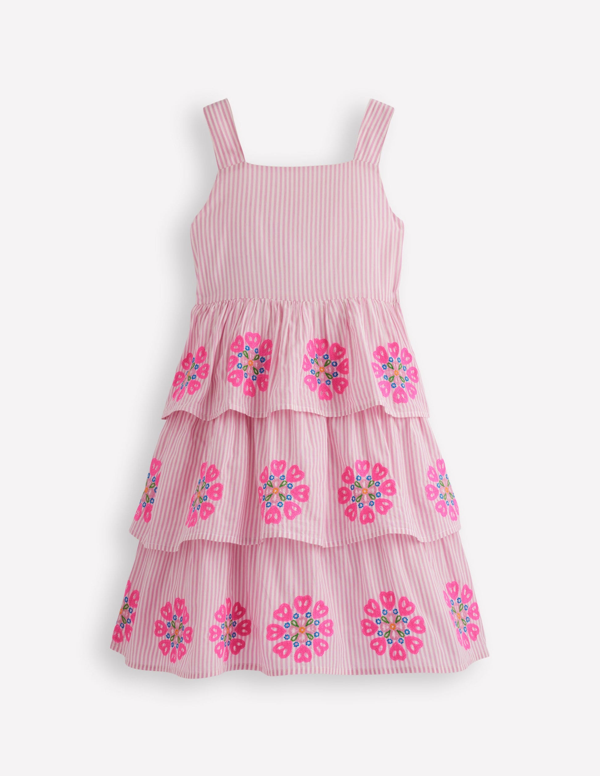 Robe pêle-mêle à volants-Rayé Rose Formica-1