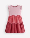 Robe tournoyante double-étoffe-Colourblock fleur printanière