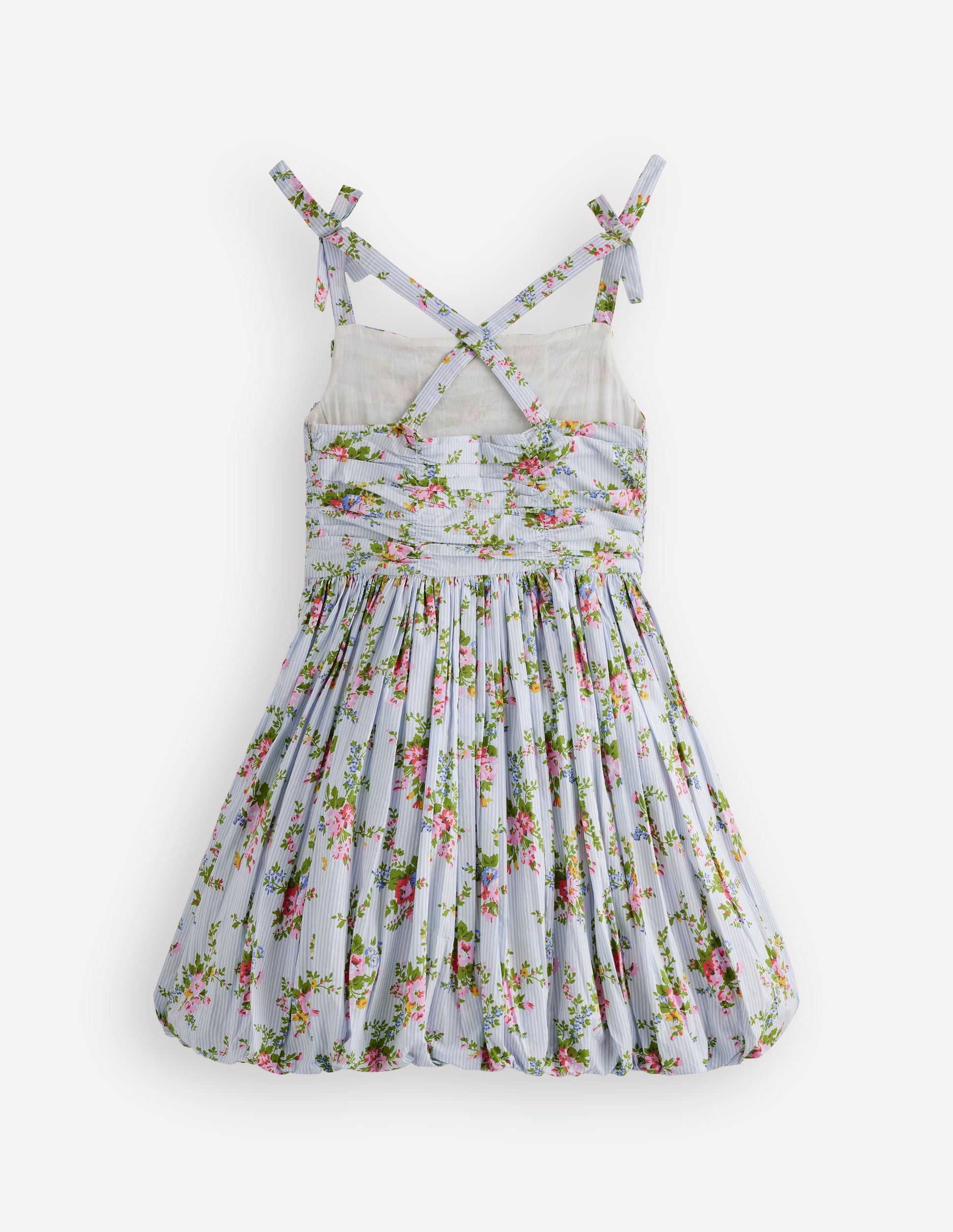 Ballonkleid mit gerafftem Oberteil-Vintage-Blumenmuster-2