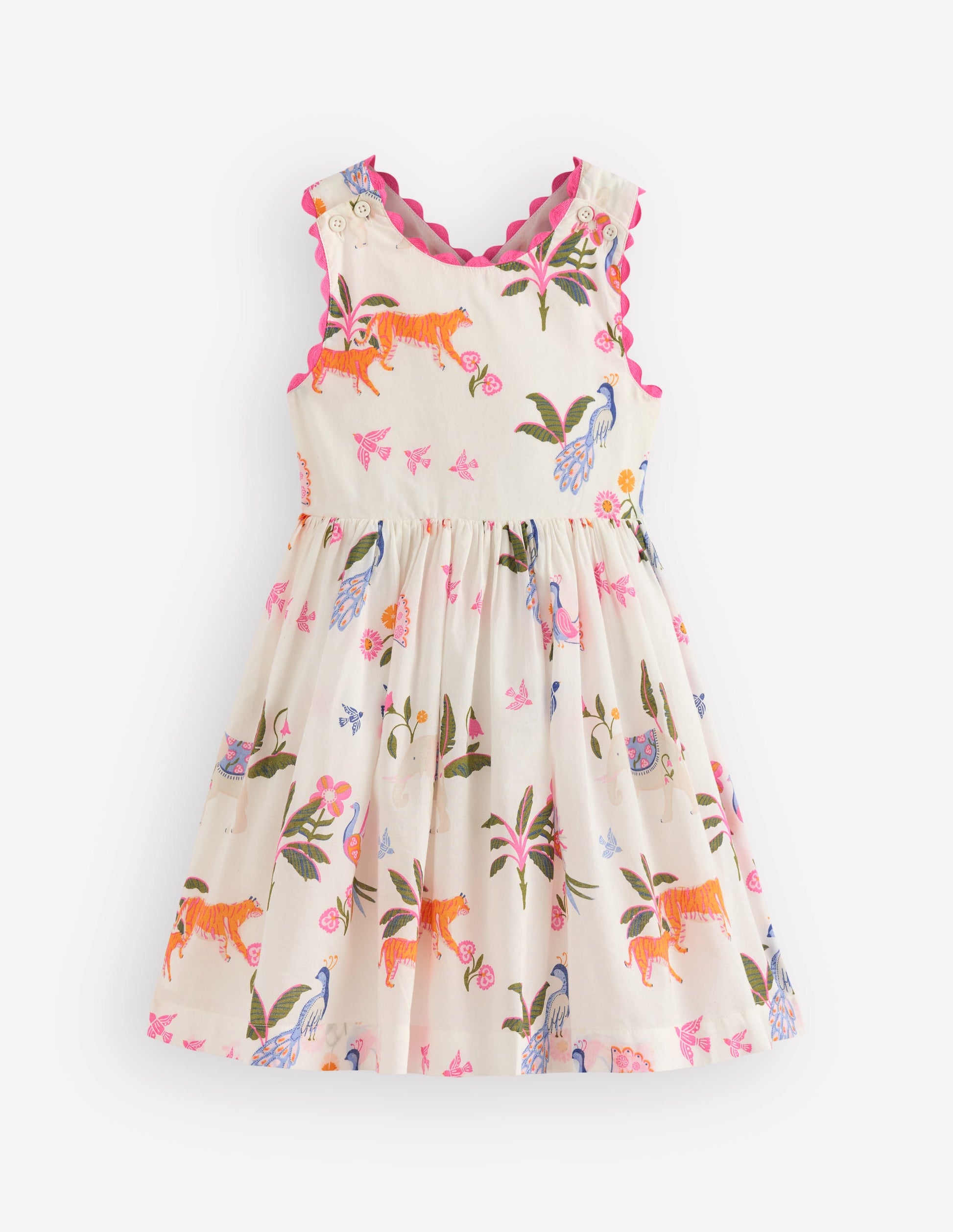 Harper Kleid mit gekreuzten Rückenträgern-Sanftes Naturweiß Dschungel-2