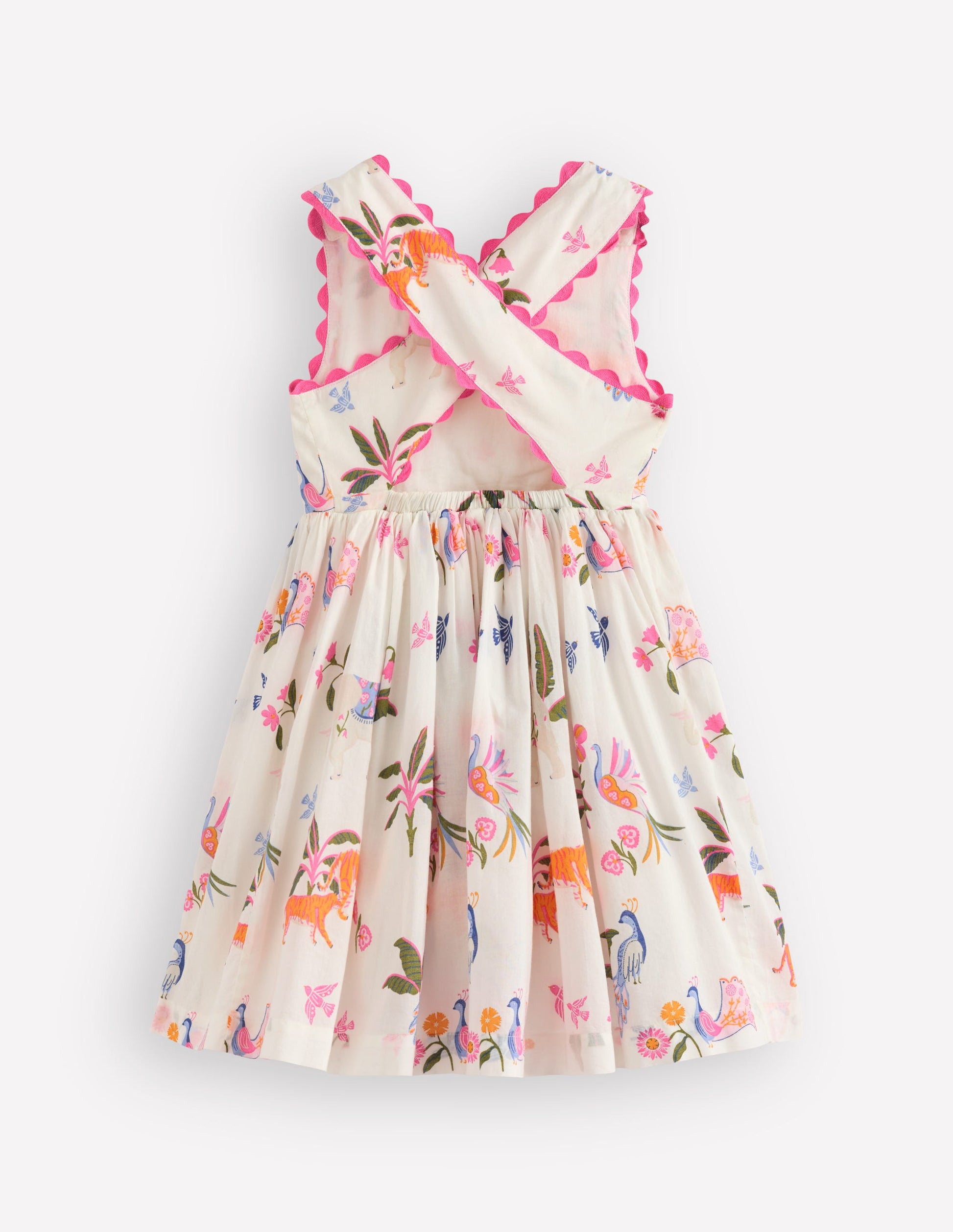 Harper Kleid mit gekreuzten Rückenträgern-Sanftes Naturweiß Dschungel-3