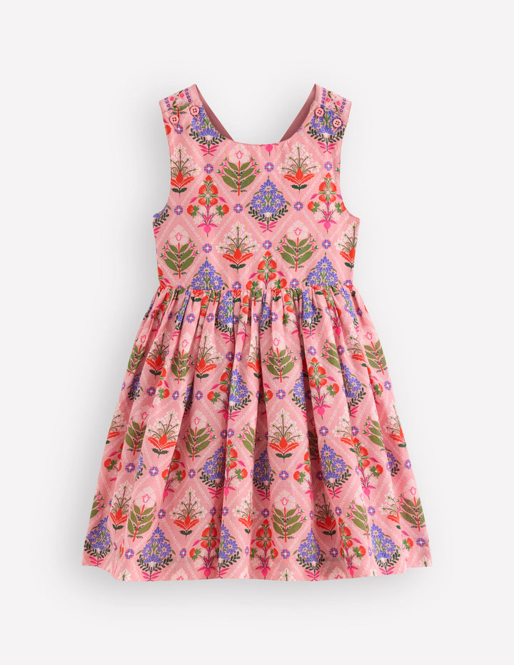 Harper Kleid mit gekreuzten Rückenträgern-Bunt Diamant Blumenmuster