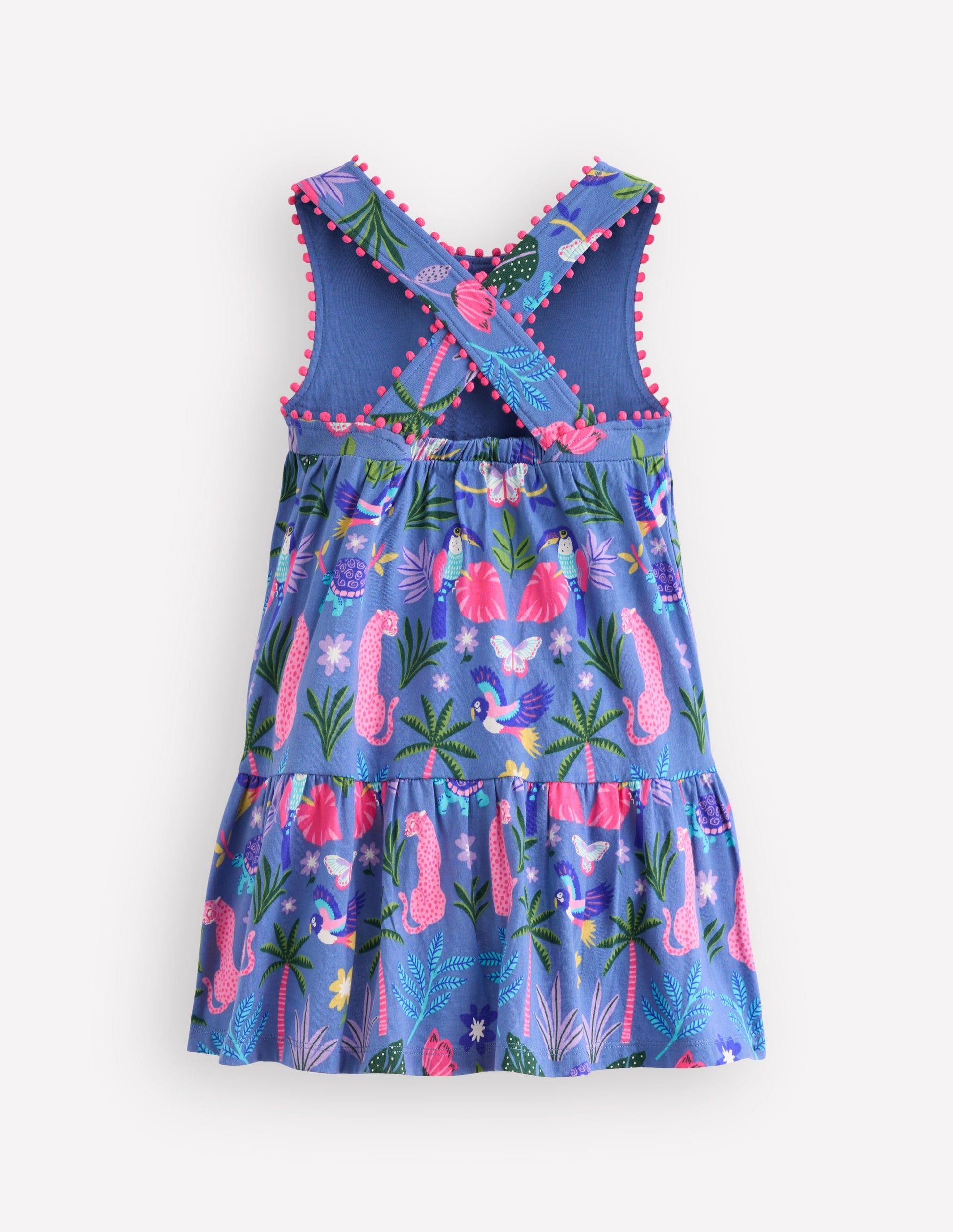 Jersey-Kleid mit gekreuzten Rückenträgern-Ruhiger Hafen Tiere Palmen-5