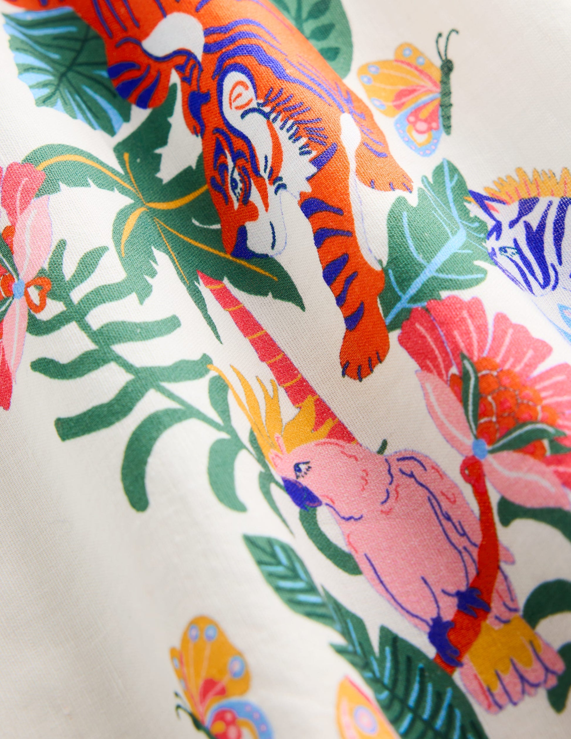 Sommerkleid mit Rüschenträgern-Sanftes Naturweiß Dschungel-3