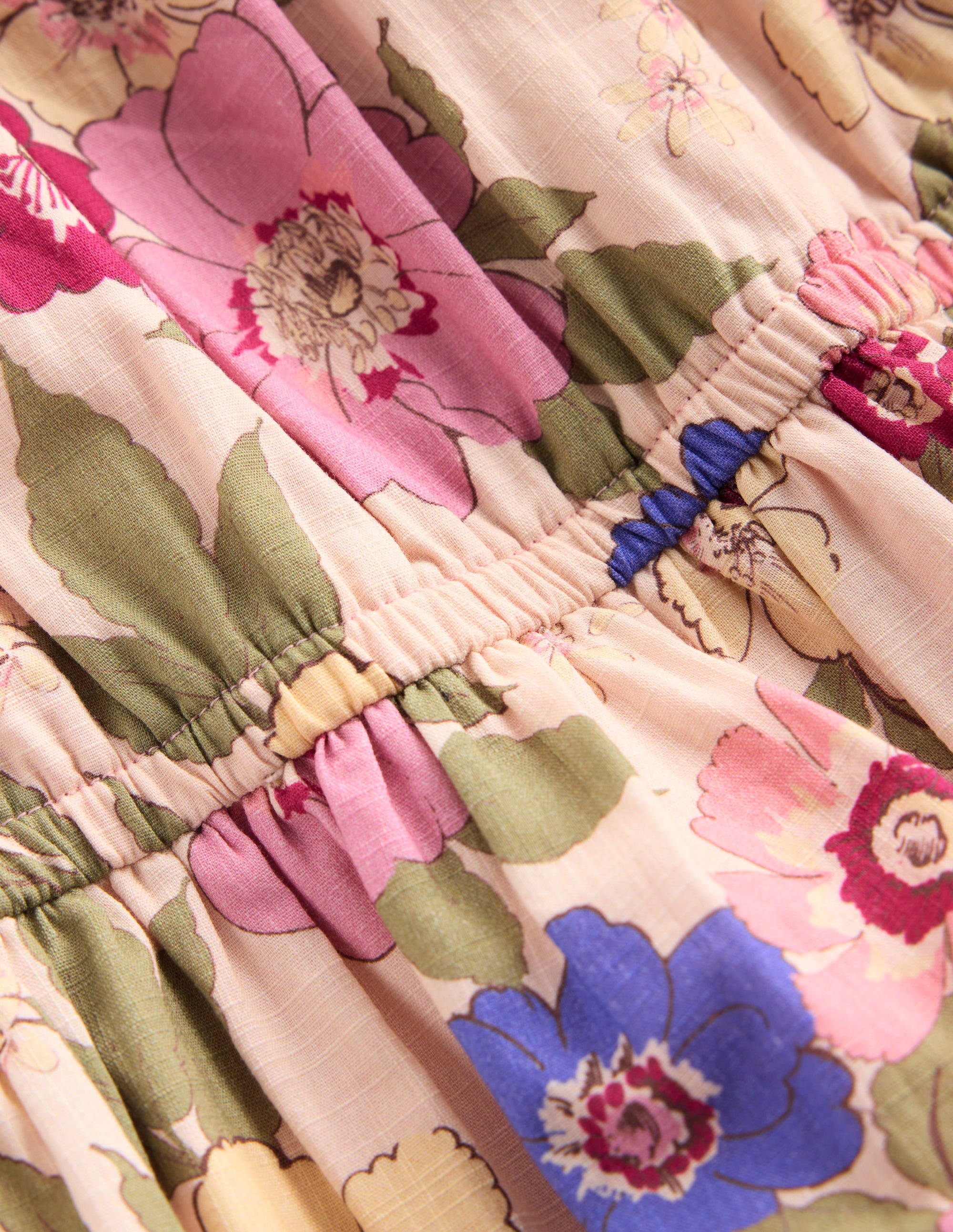 Gerafftes, gewebtes Kleid-Rosa Blumenmuster - Image 3