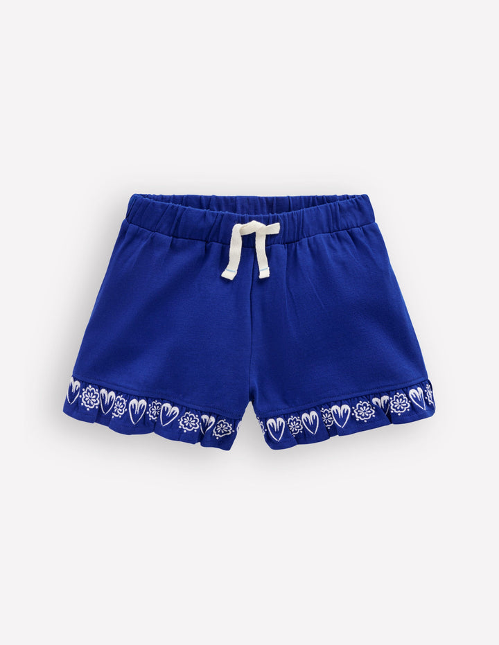 Jersey-Shorts mit Stickerei-Leuchtendes Blau Stickerei