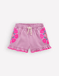 Short brodé en jersey-Rose punch broderie