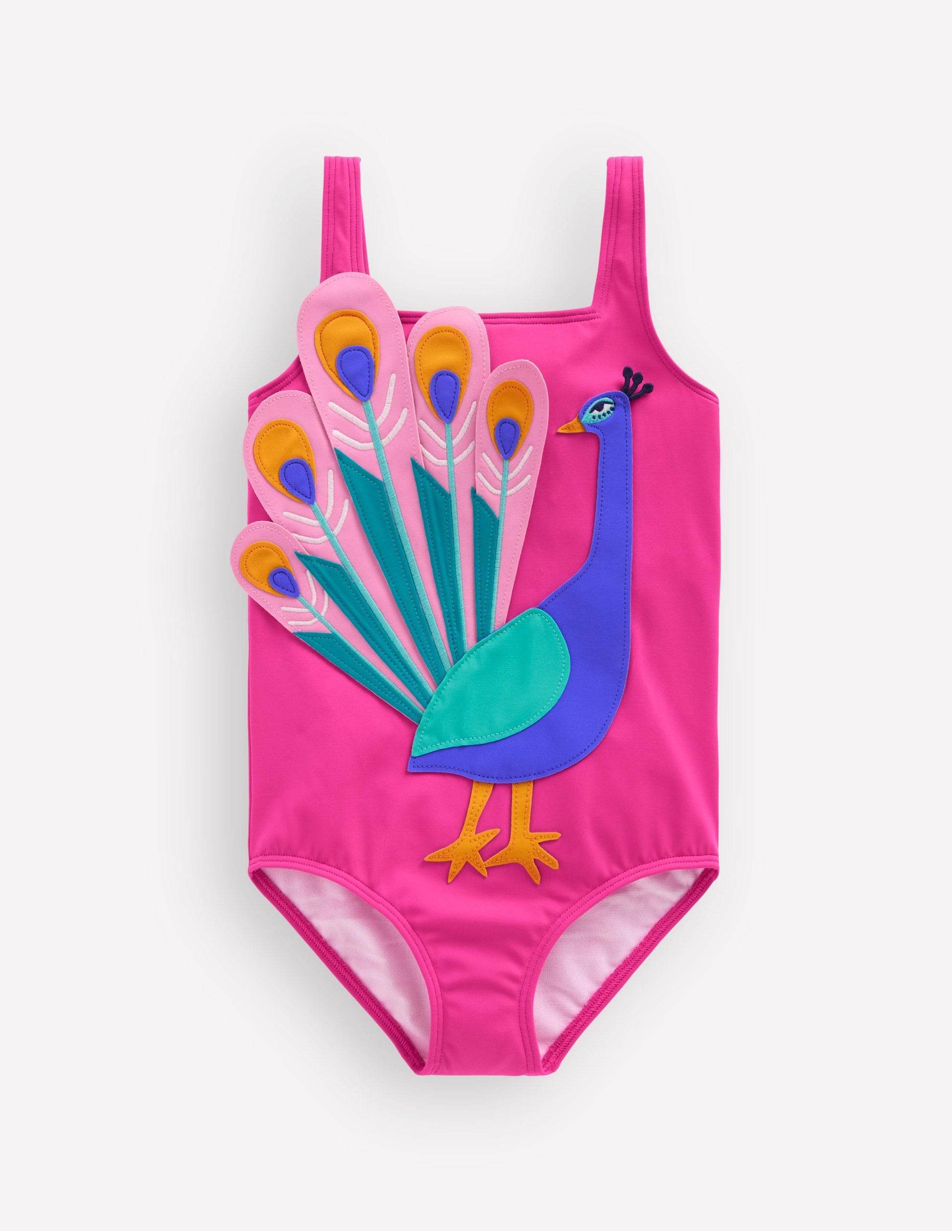 Badeanzug mit Applikation-Rosa Pfau-2