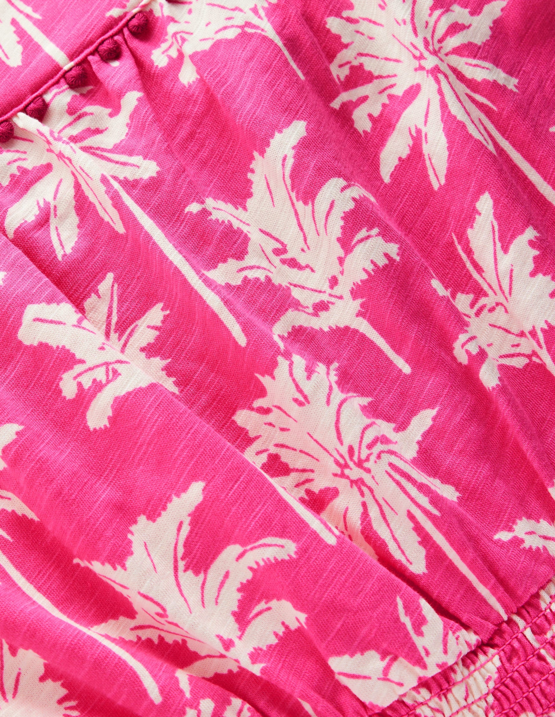 Combishort à pompons Ciara en jersey-Palmiers rose-3