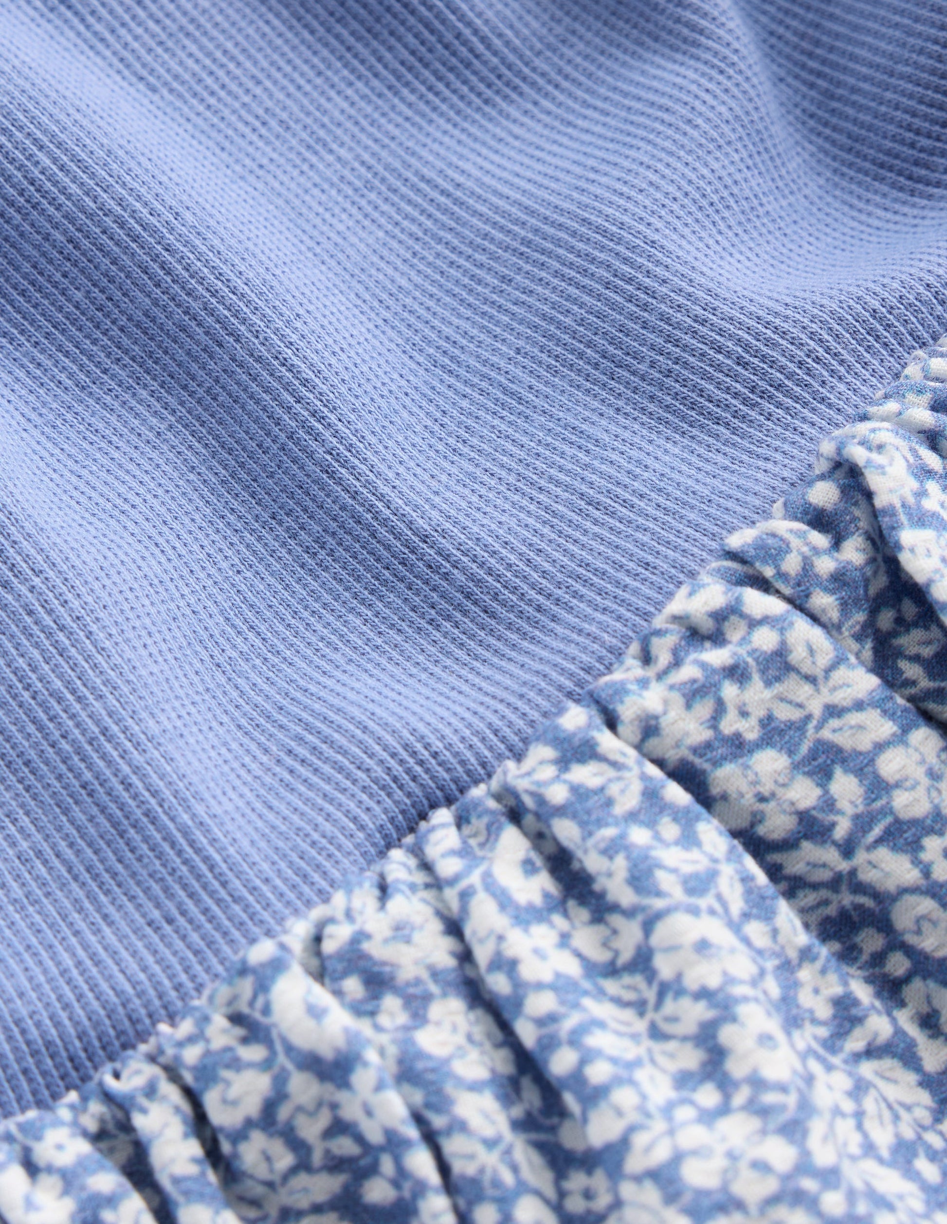 Rara Kurzärmliges Jerseykleid-Klares Blau Kleines Blumenmuster-3