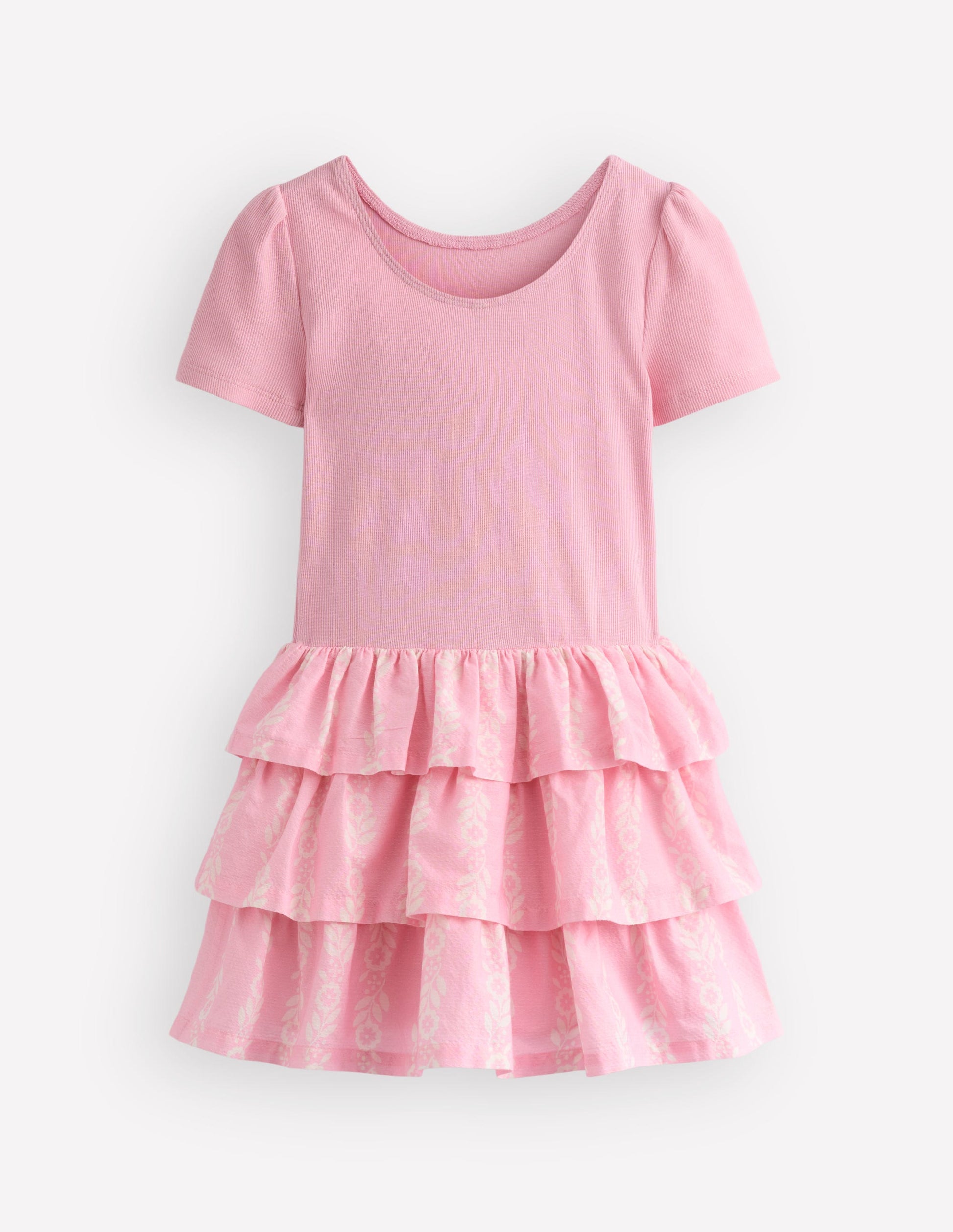 Rara Kurzärmliges Jerseykleid-Blütenrosa Blütenrebe-2