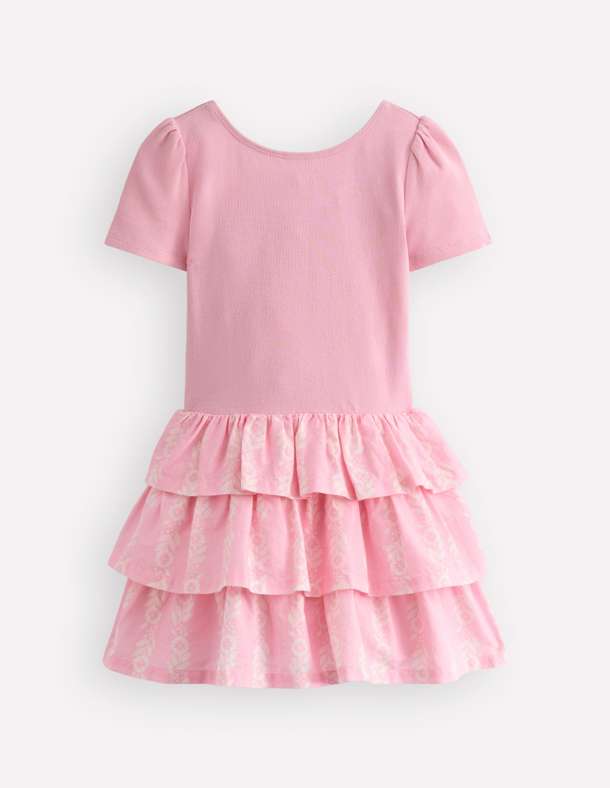 Rara Kurzärmliges Jerseykleid-Blütenrosa Blütenrebe-1