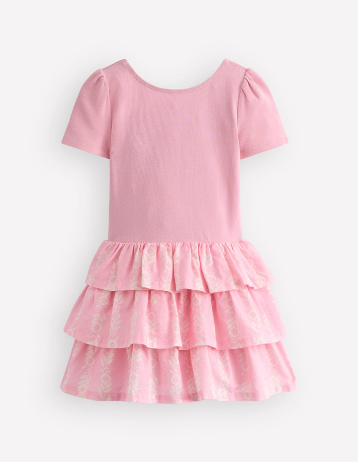 Rara Kurzärmliges Jerseykleid-Blütenrosa Blütenrebe