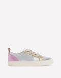 Flache Sneaker aus Leder in Metallic-Metallisch
