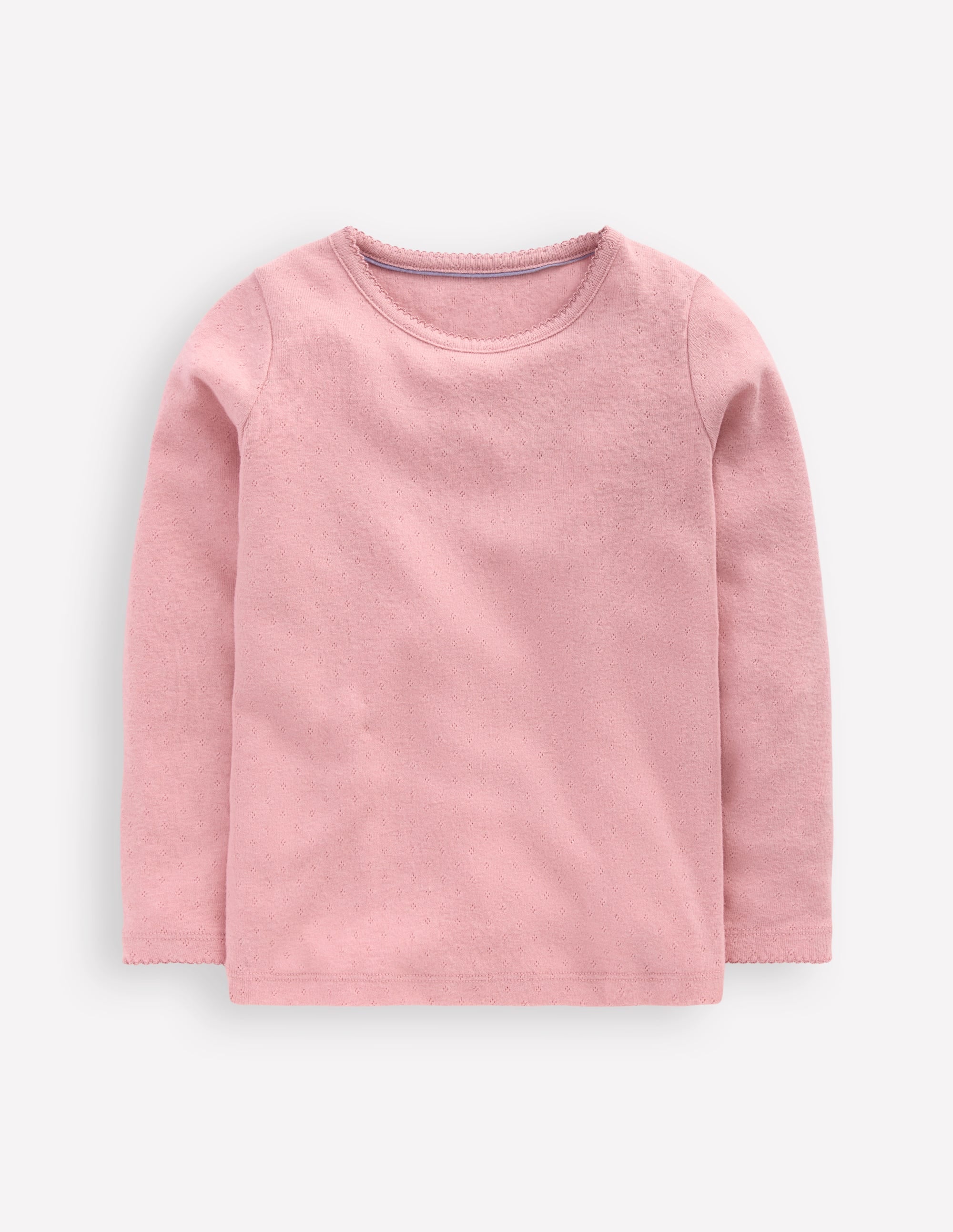 Long Sleeve Pointelle Top-Pink - Image 1