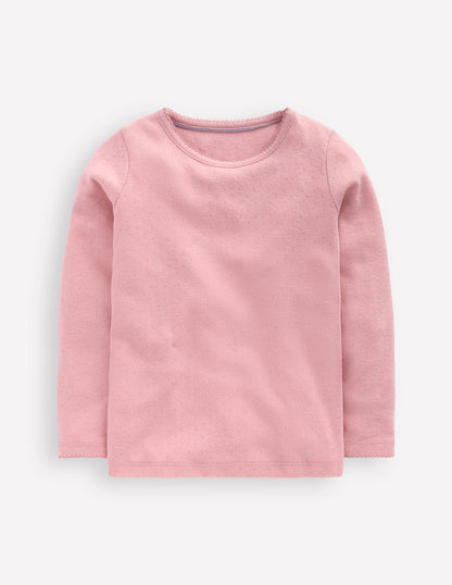 Langärmeliges Oberteil mit Pointelle-Muster-ROSA-1