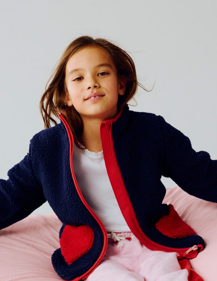 Veste zippée Eden en borg-Borg à appliqué céleste