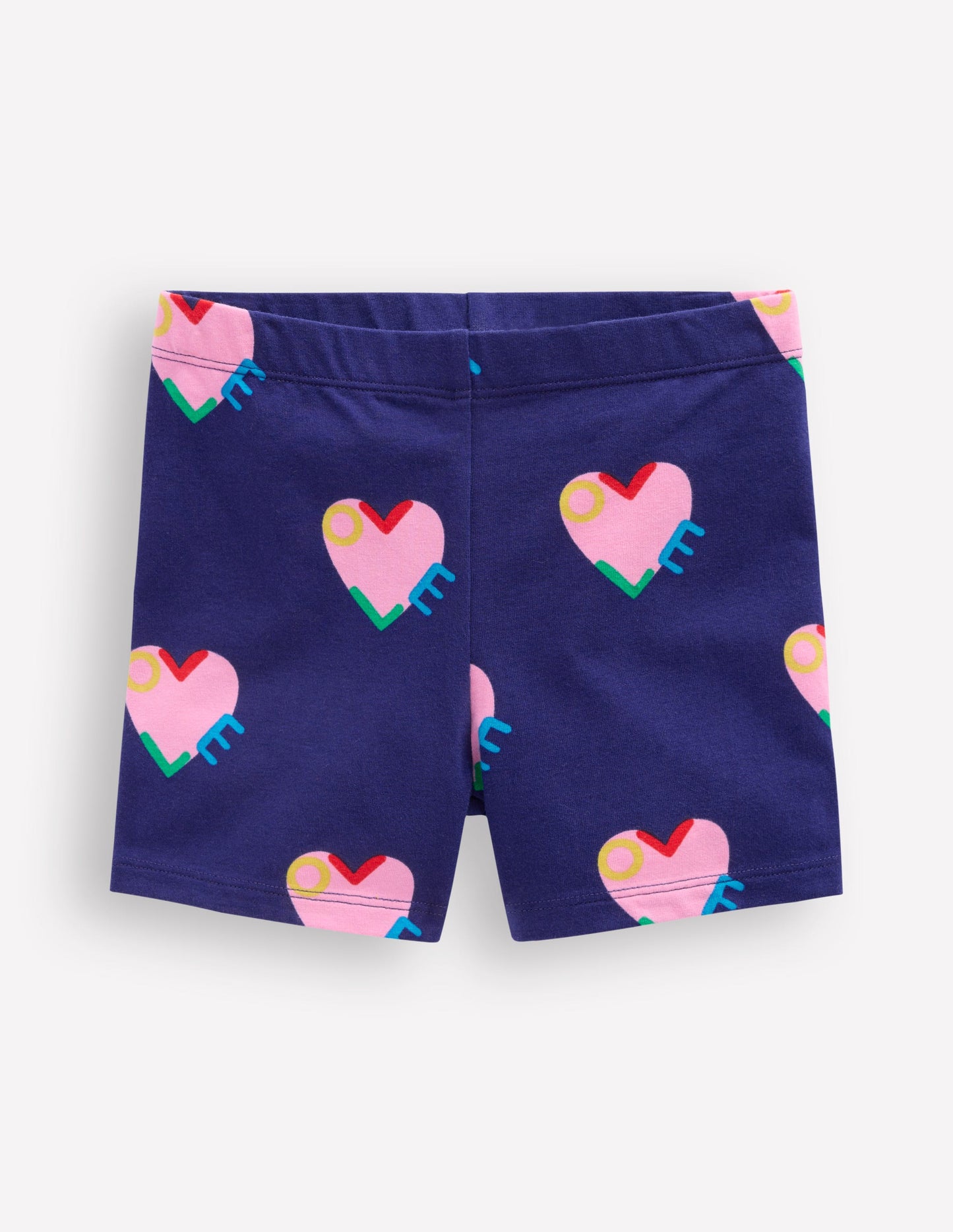 Short pour faire la roue-Motif Love Hearts bleu marine