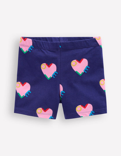 Short pour faire la roue-Motif Love Hearts bleu marine-2