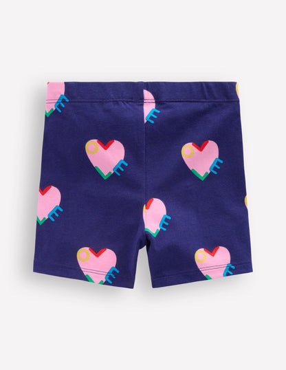 Short pour faire la roue-Motif Love Hearts bleu marine-3