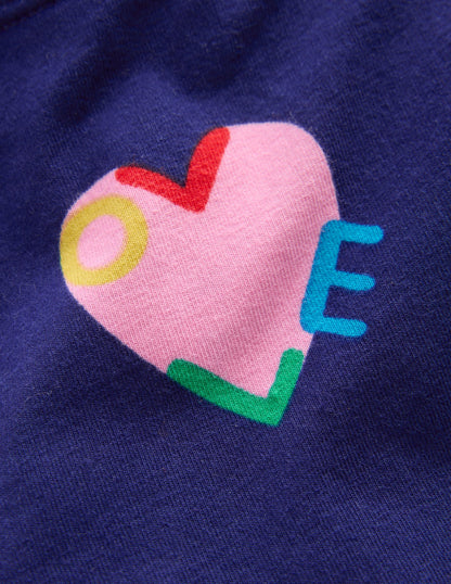 Short pour faire la roue-Motif Love Hearts bleu marine-4