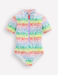Badeanzug mit kurzen Ärmeln-Regenbogen-Ombré Blumenbeet