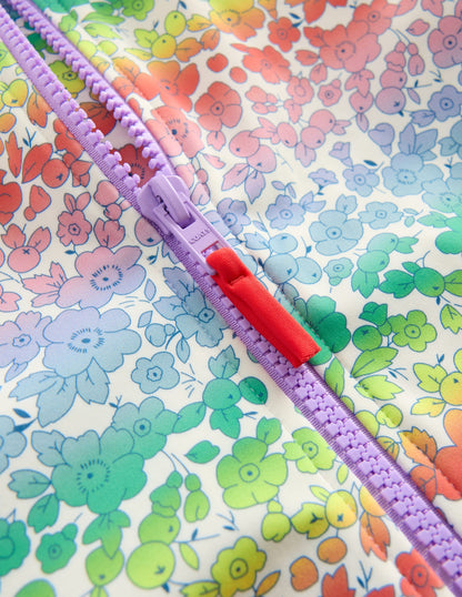 Kurzärmliger Badeanzug-Regenbogen-Ombré Blumenbeet-3