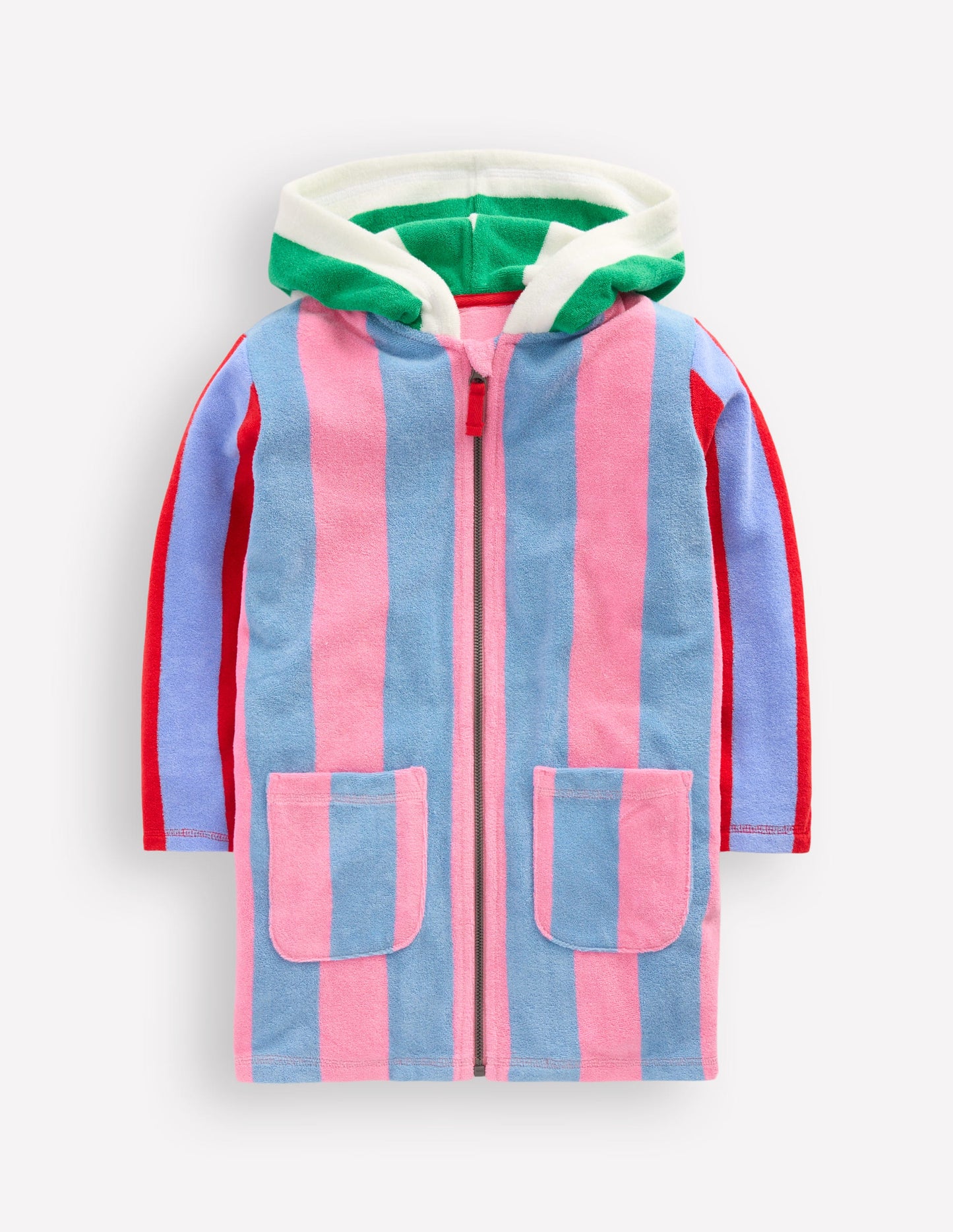 Poncho en éponge Romie à fermeture zippée-Rayé Méli-mélo Multicolore