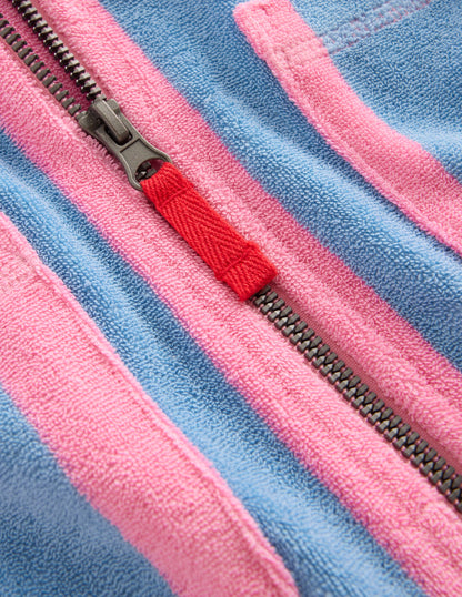 Poncho en éponge Romie à fermeture zippée-Rayé Méli-mélo Multicolore-4