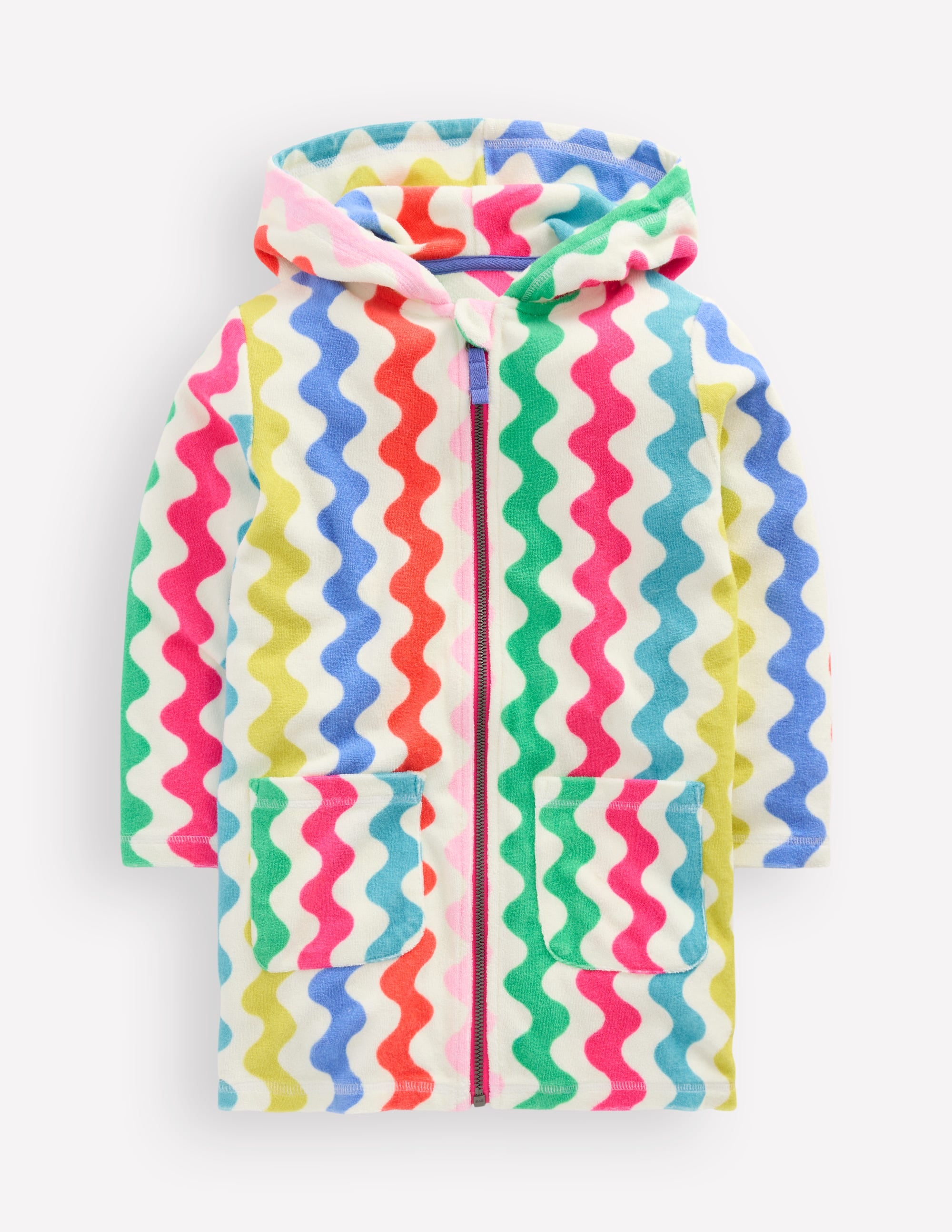 Romie Frottee-Badeponcho mit Reißverschluss-Bunt, Regenbogen-Welle - Image 1
