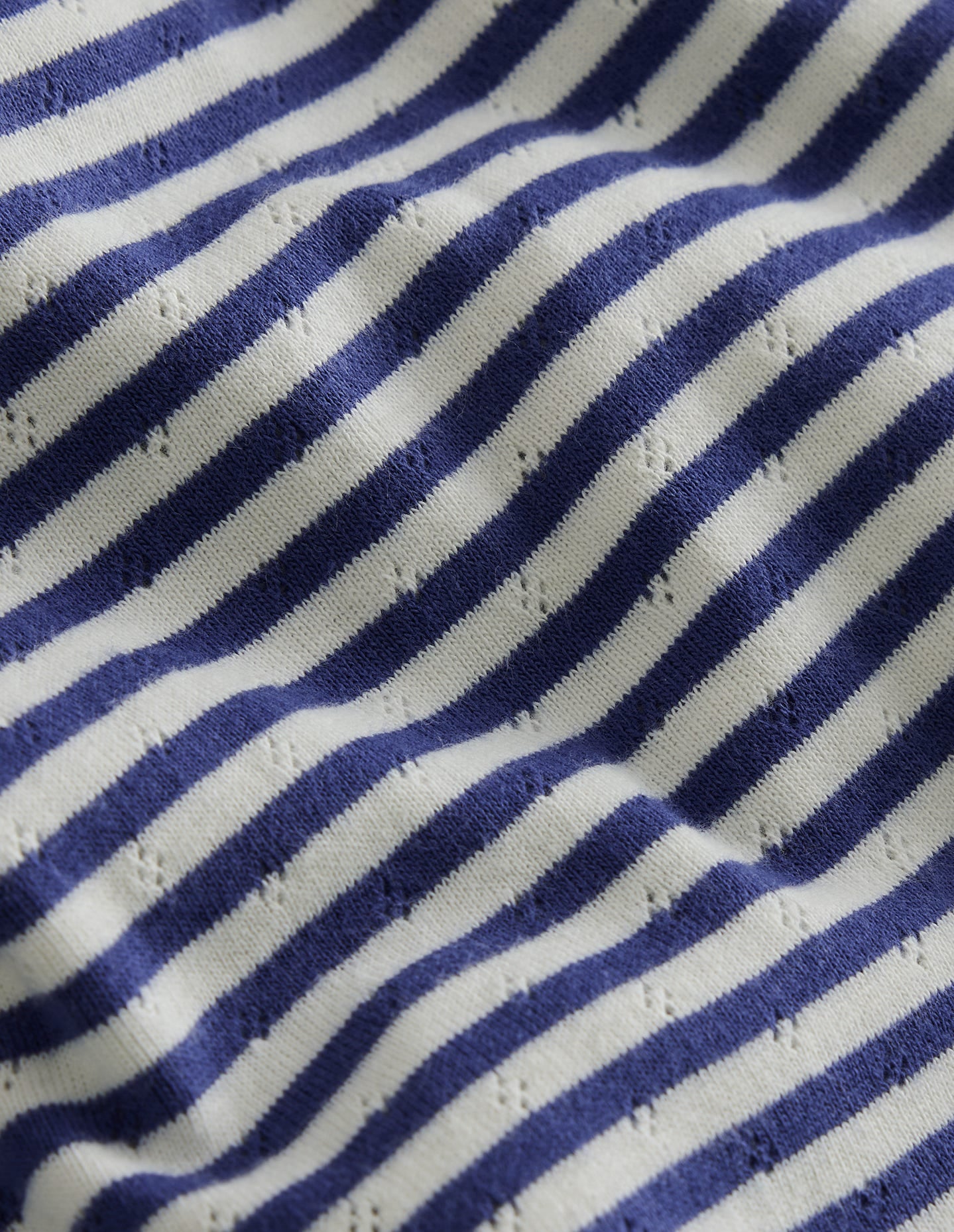 Kurzärmliges Pointelle-Oberteil-Sanftes Naturweiß/Steuerbordblau - Image 3