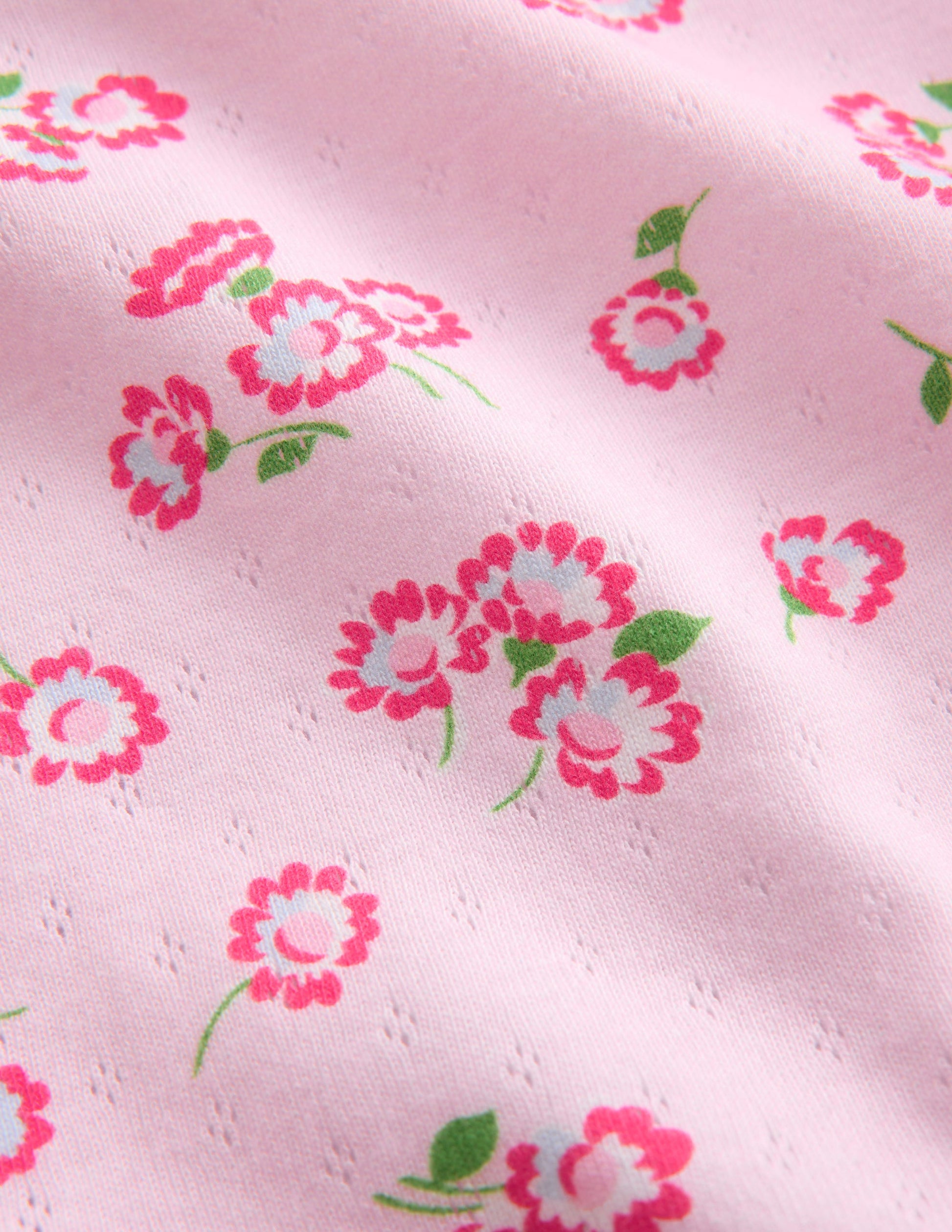 Kurzärmliges Pointelle-Oberteil-Lotus Gänseblümchen-3