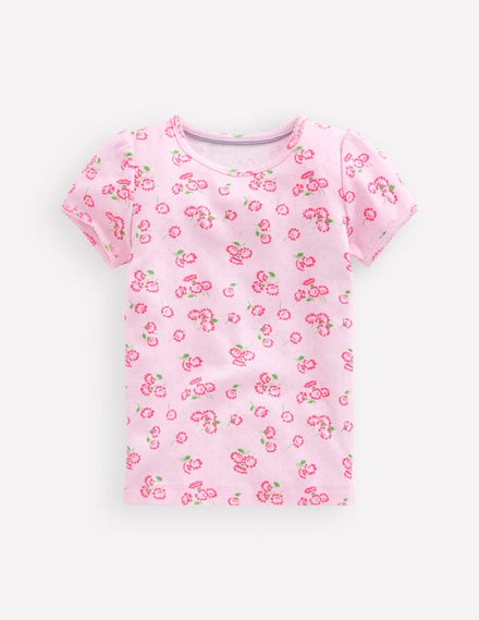 Kurzärmliges Pointelle-Oberteil-Lotus Gänseblümchen