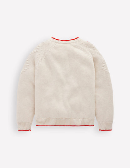 Gilet brodé en coton-Écru Chiné Fleurs-5