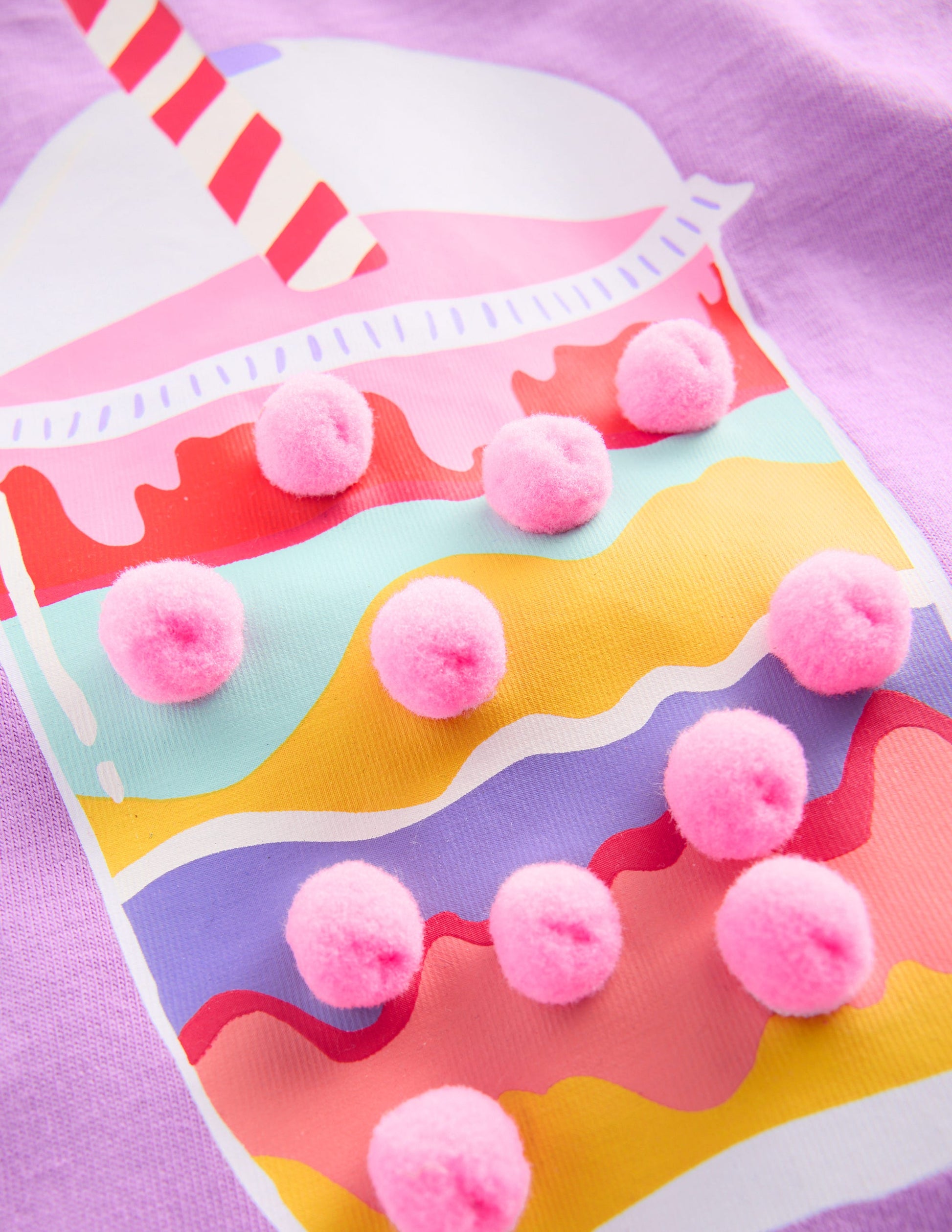 Kurzärmeliges Oberteil mit Rüschen und Logo-Lila Milchshake-3