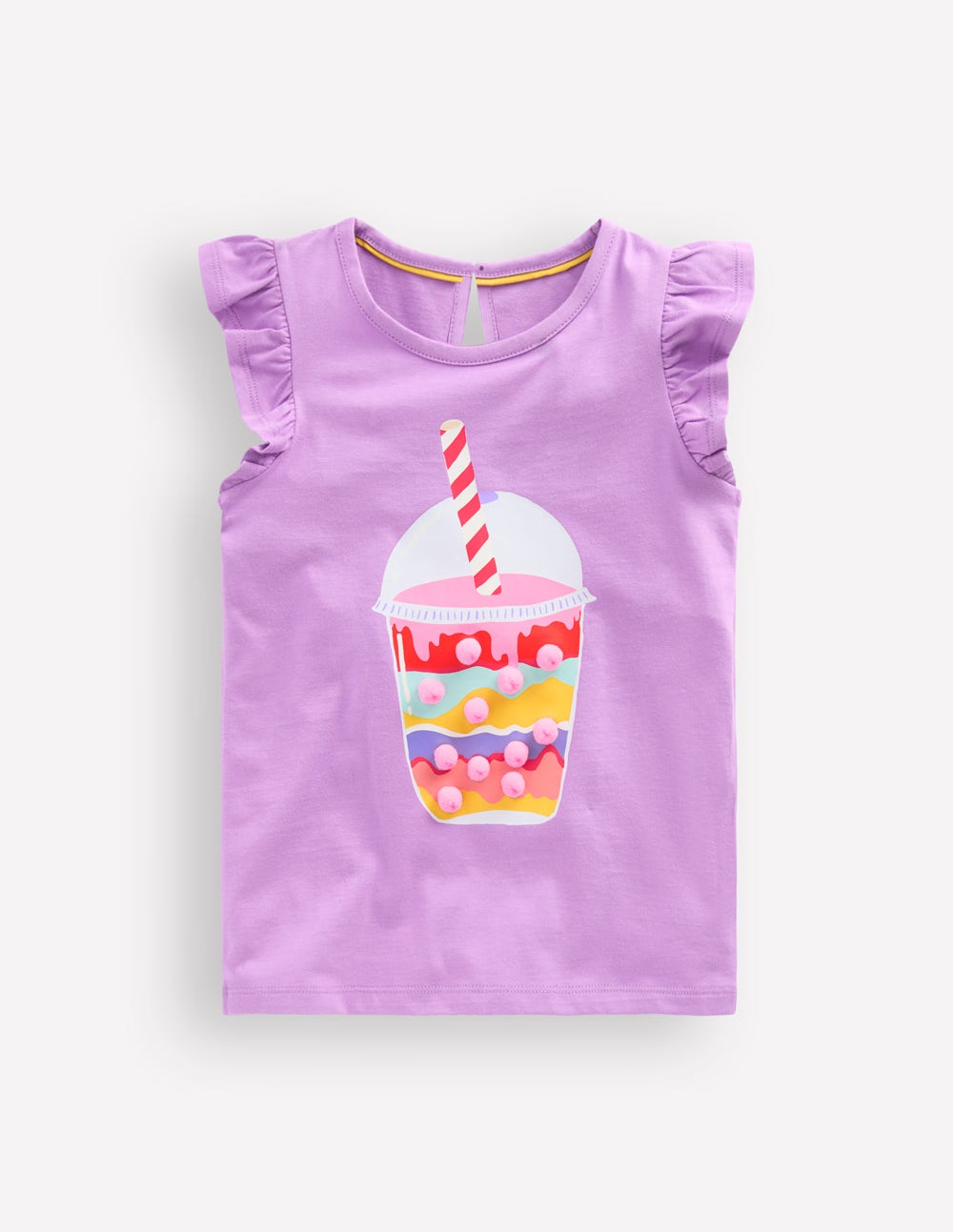 Kurzärmeliges Oberteil mit Rüschen und Logo-Lila Milchshake - Image 1
