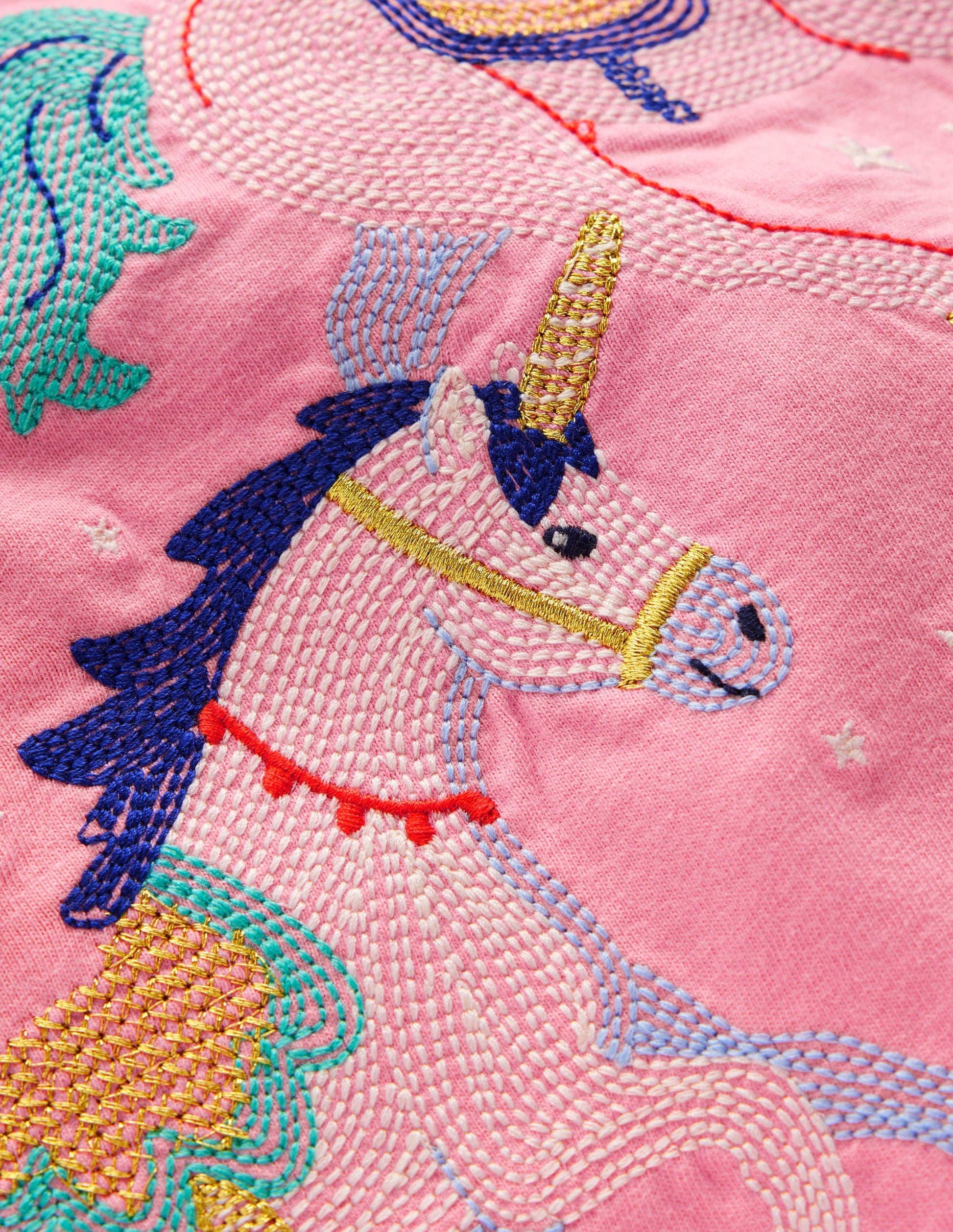 Oberteil mit Puffärmeln und Superstich-Rosa Einhörner-3