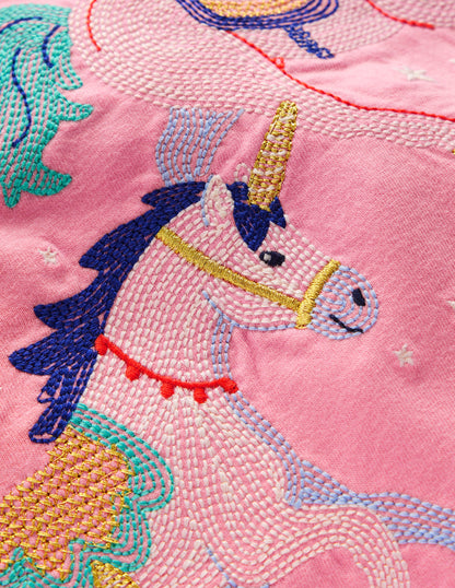 Oberteil mit Puffärmeln und Superstich-Rosa Einhörner-3